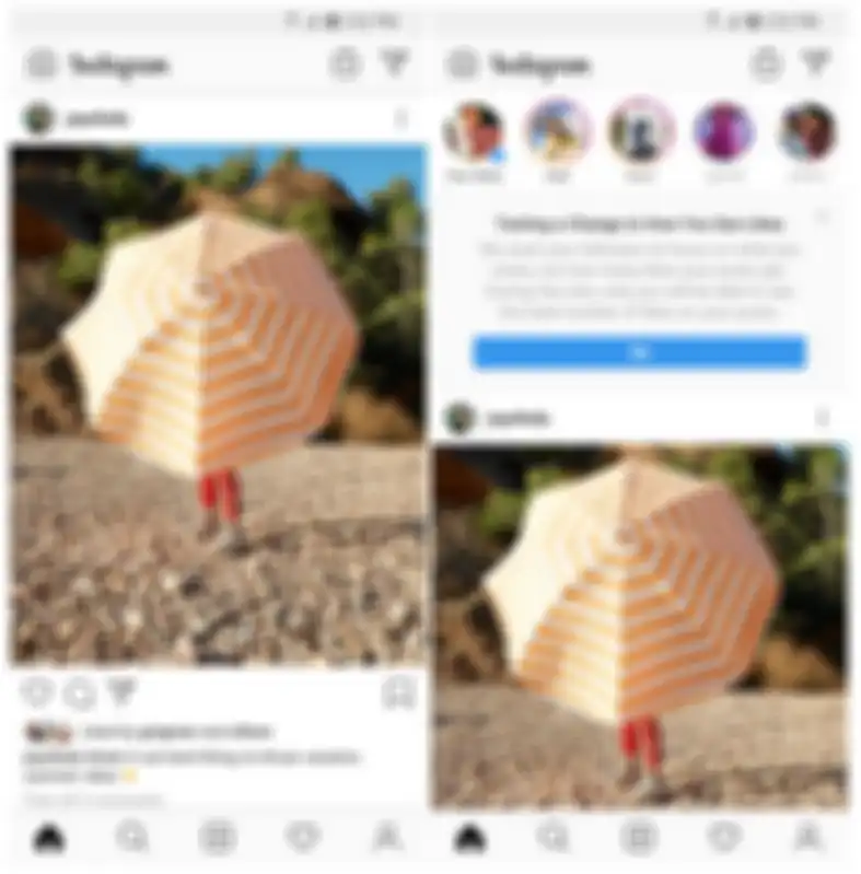 Tampilan postingan Instagram saat jumlah likes disembunyikan