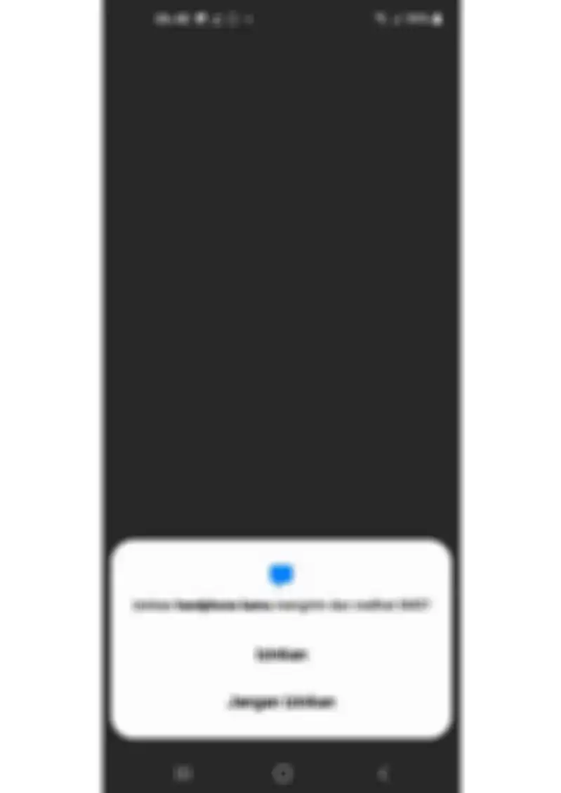Gambar 4, Nama aplikasi "handphone kamu" dipilih untuk menipu korbannya memberikan izin mengirim dan melihat SMS