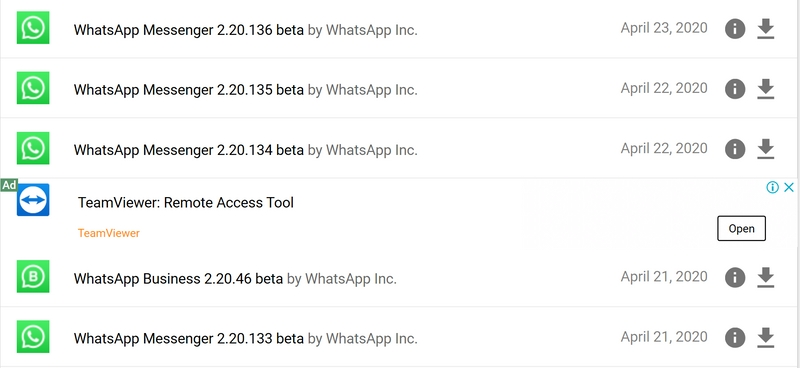aplikasi WhatsApp Beta di situs APKMirror