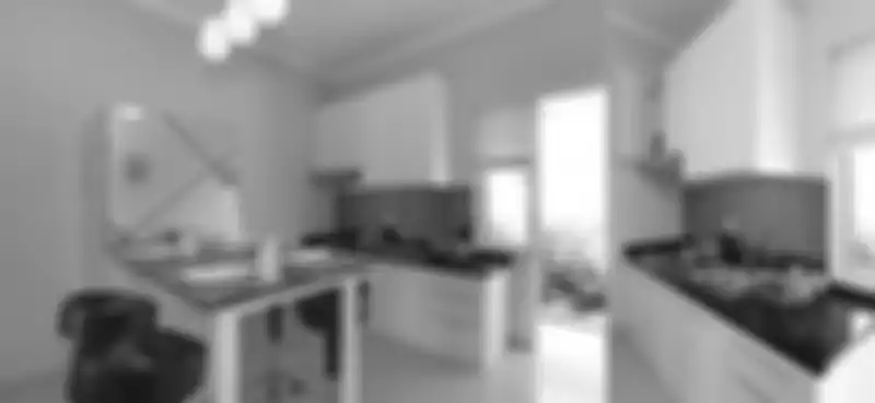 Dapur mungil dengan trik sembunyikan kulkas.