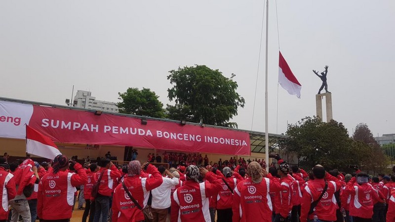 Upacara para driver Bonceng di Lapangan Banteng, Jakarta