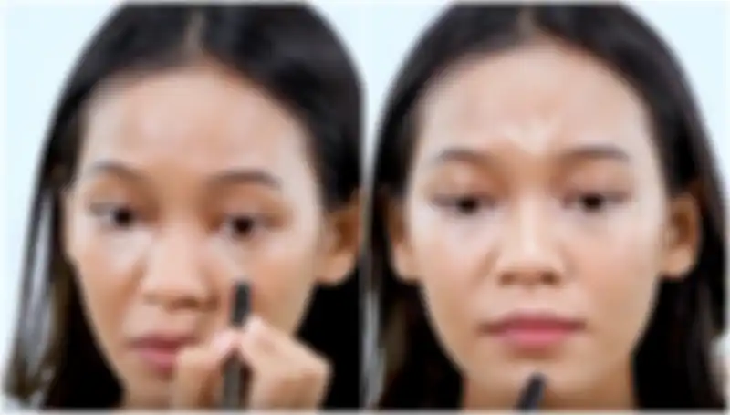 Tutorial makeup simpel : Selanjutnya, aplikasikan concealer di bawah mata, jidat bagian tengah dan dagu