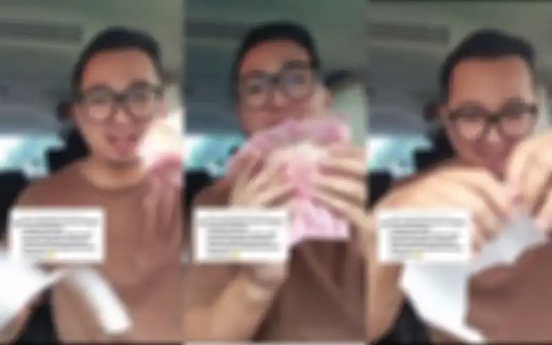 Edho Zell memperlihatkan uang amplop untuk kondangan Atta dan Aurel
