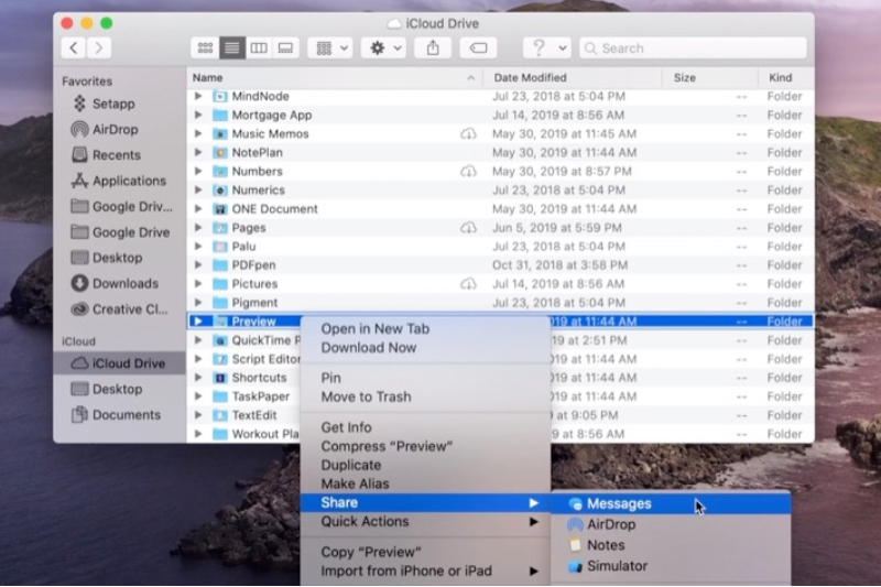 Fitur berbagi iCloud Drive