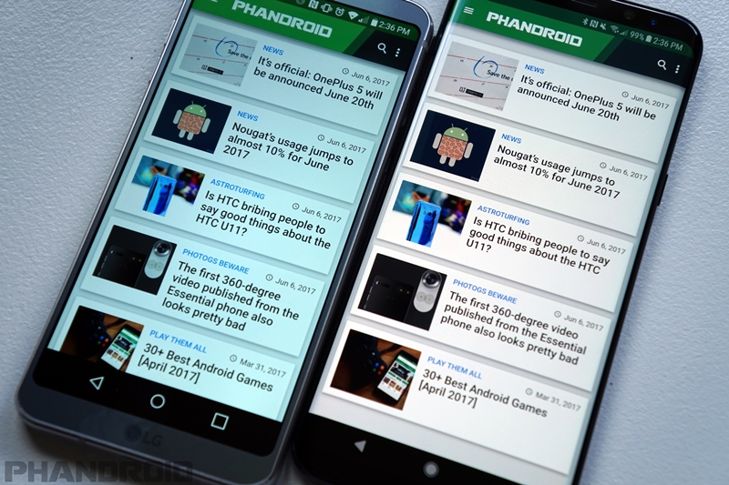 Kiri: layar LCD, Kanan: layar AMOLED