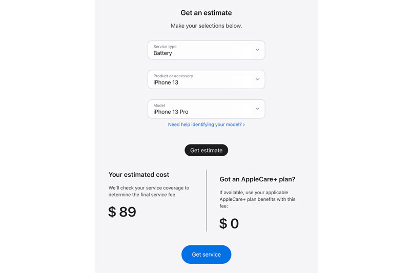 Harga terbaru ganti baterai iPhone 13 series di Apple.com