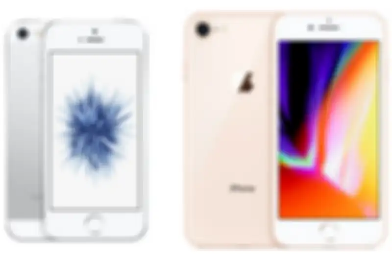 iPhone SE (kiri) dan iPhone 8 (kanan)