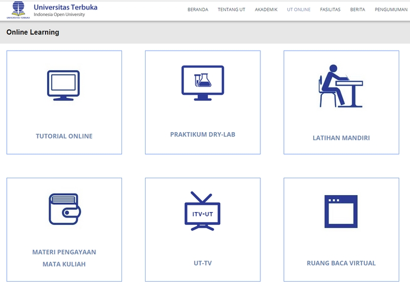 contoh menu belajar online di UT