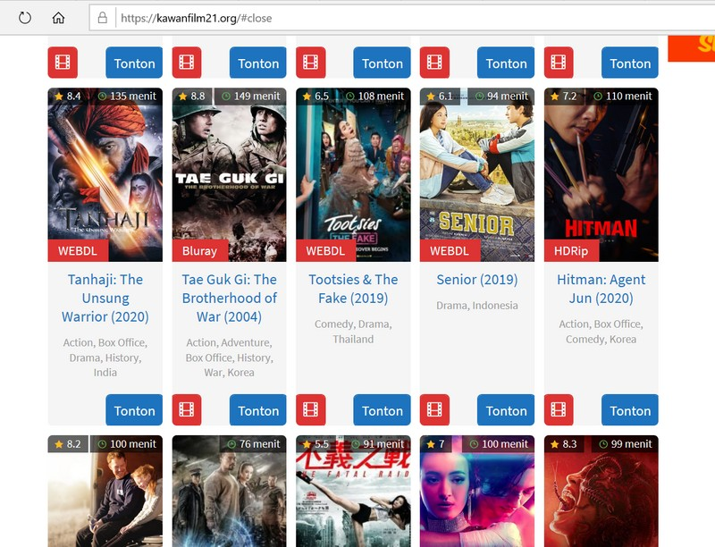 Tampilan situs film streaming kawanku21