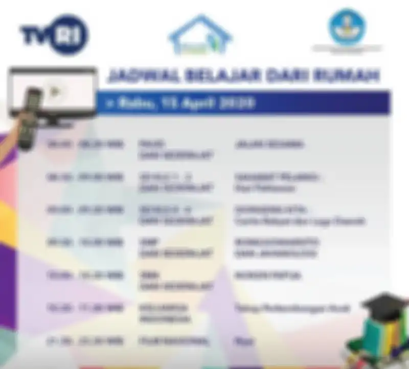 Jadwal belajar dari rumah TVRI Rabu 15 April