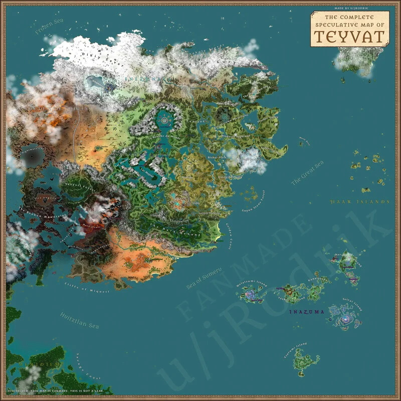 Konsep desain map Tevyat Genshin Impact