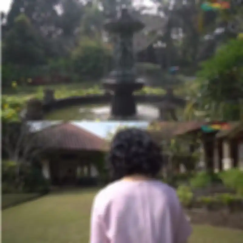 Bagian halaman depan villa milik ibu Bams