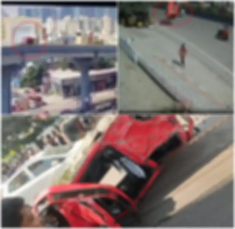 Mobil terbang dari jembatan flyover