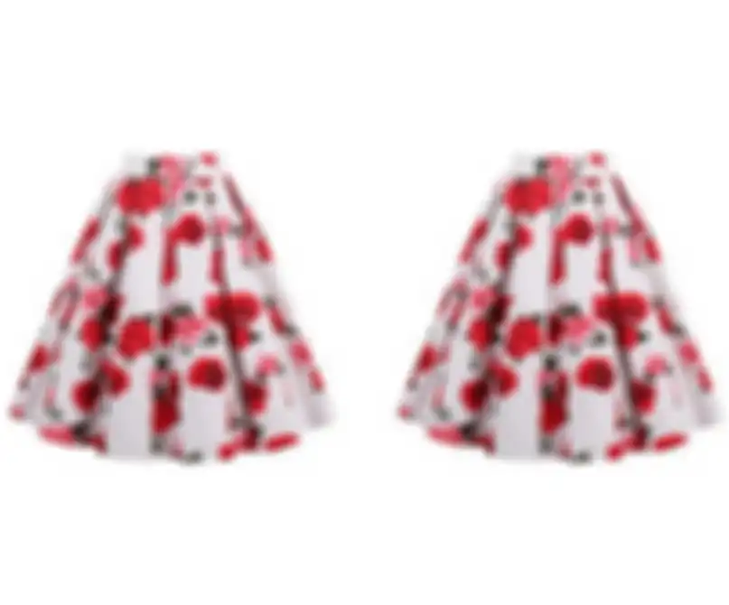 Flowy A-Line Skirt Red Rose
