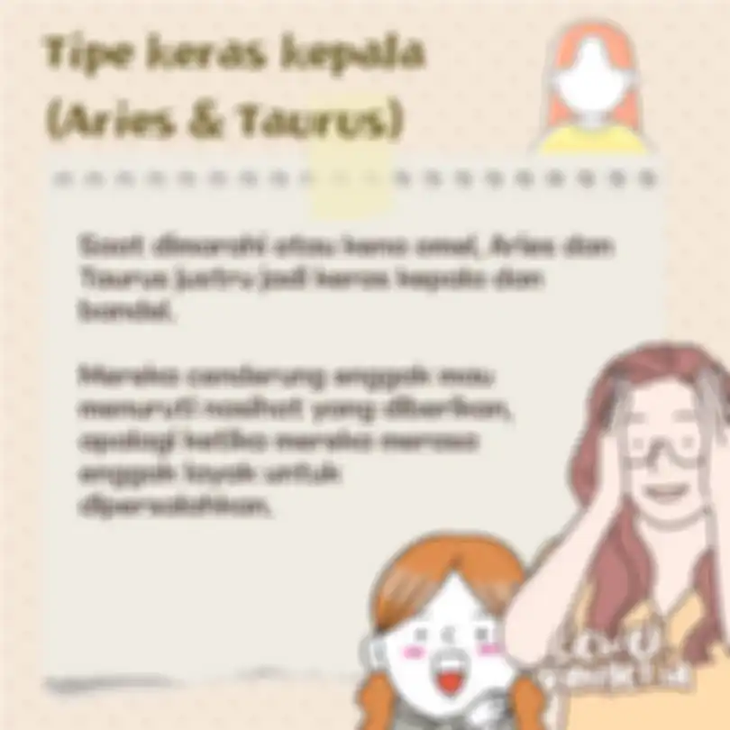 Tipe Keras Kepala (Aries & Taurus)