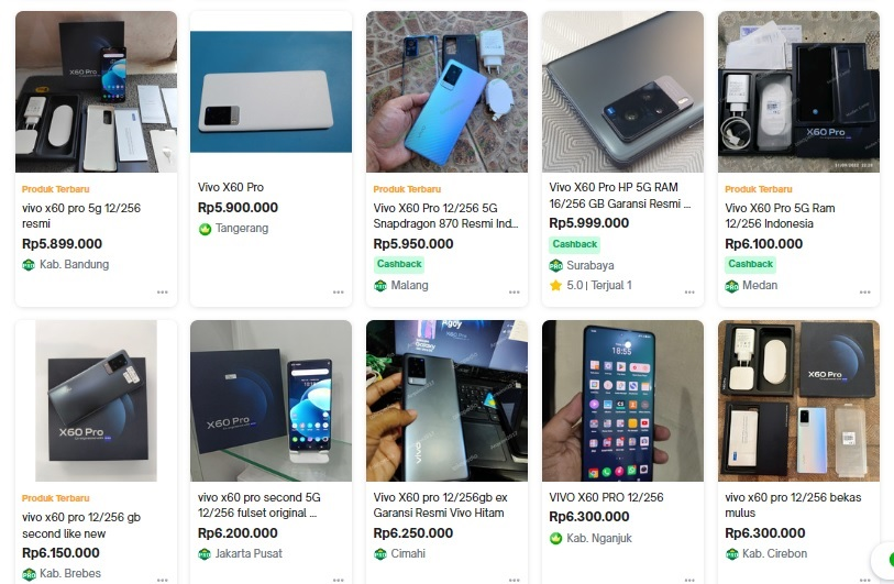 Harga HP second Vivo X60 Pro per September 2022