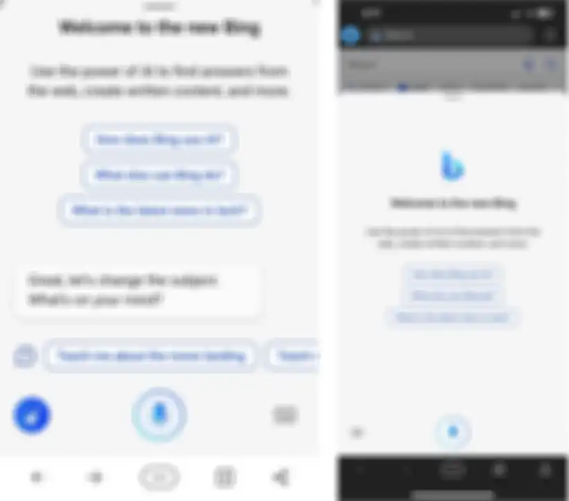 Tampilan antarmuka chatbot Bing.