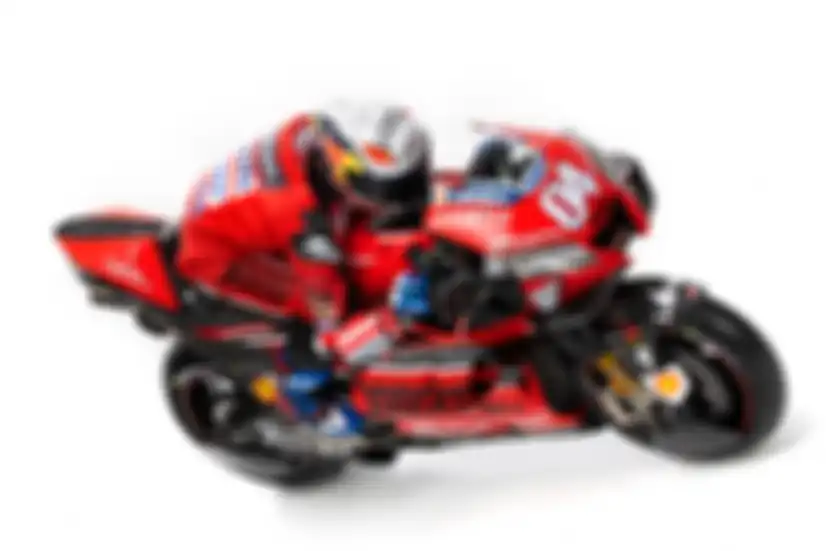 Penampakan Ducati Desmosedici GP 2020 dengan perubahan livery dominan merah dan hitam dibandingkan livery merah dan putih musim lalu