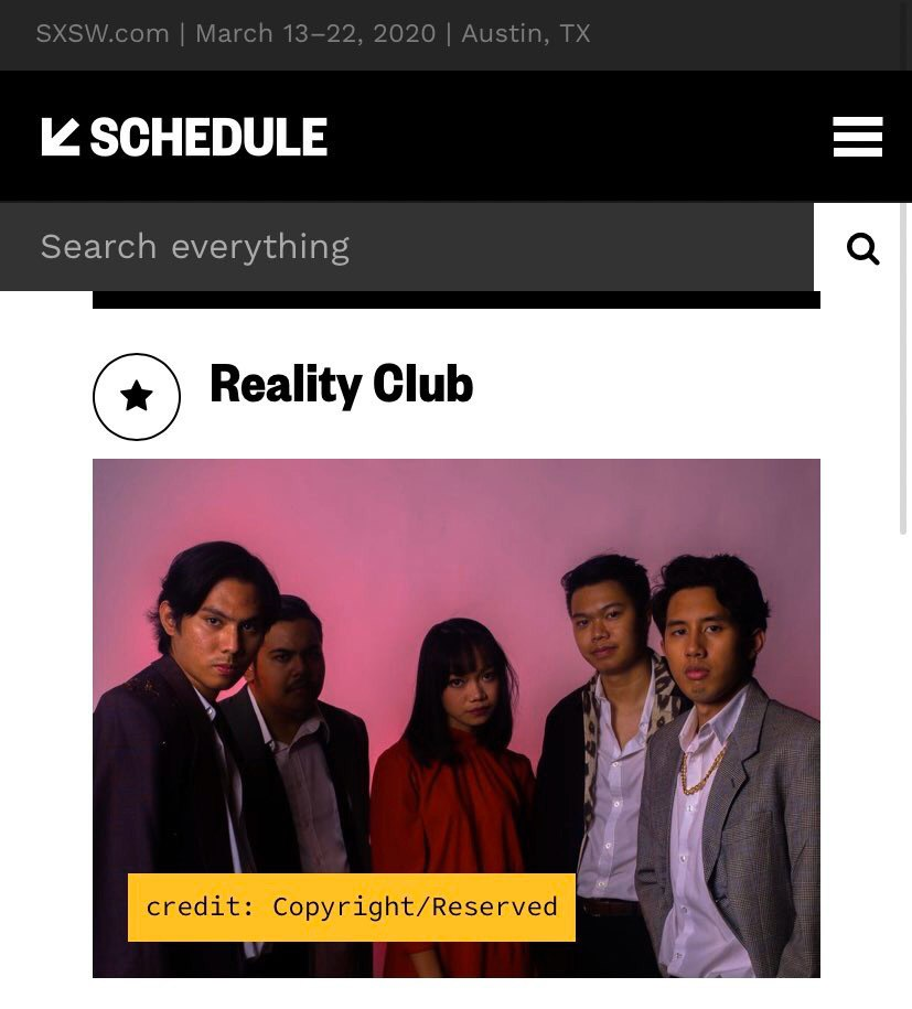 Reality Club bakal manggung di SXSW 2020.