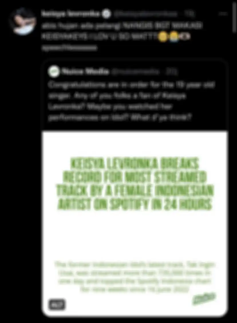 Unggahan Twitter Keisya Levronka
