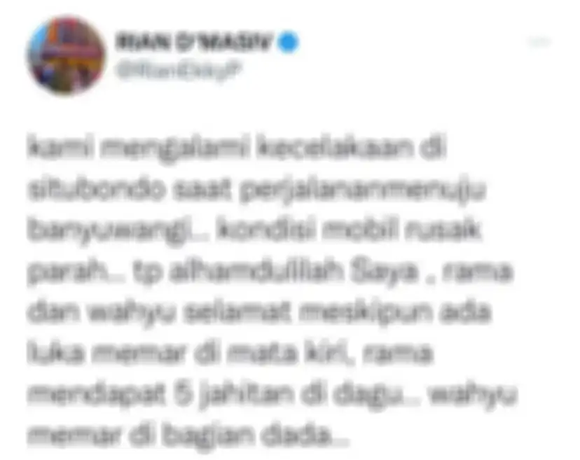 Rian DMasiv mengalami kecelakaan bersama rekan satu bandnya. Ternyata penyebab kecelakaan bermula dari masalah sepele ini. 