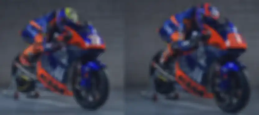 Livery Red Bull KTM Tech3 Moto2, motor Mario Bezzechk (kiri) dan Phillip Ottl (kanan)
