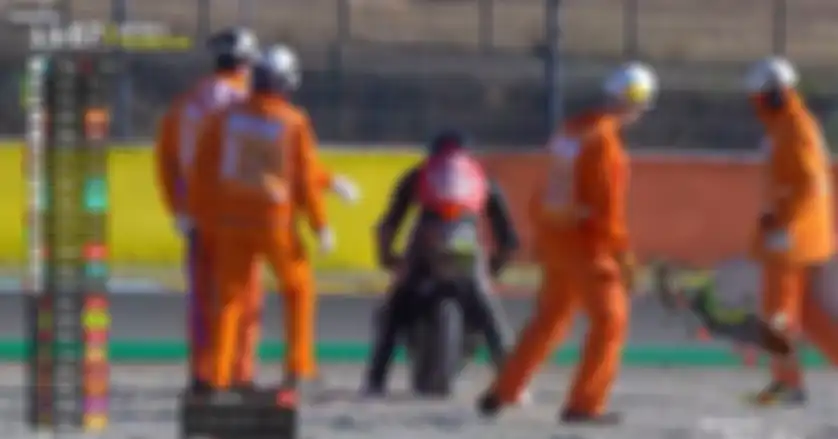 Nicola Carraro (QJMotor Avintia Racing Team) terjatuh di tikungan 2 saat FP3 Moto3 Aragon 2022 berlangsung.