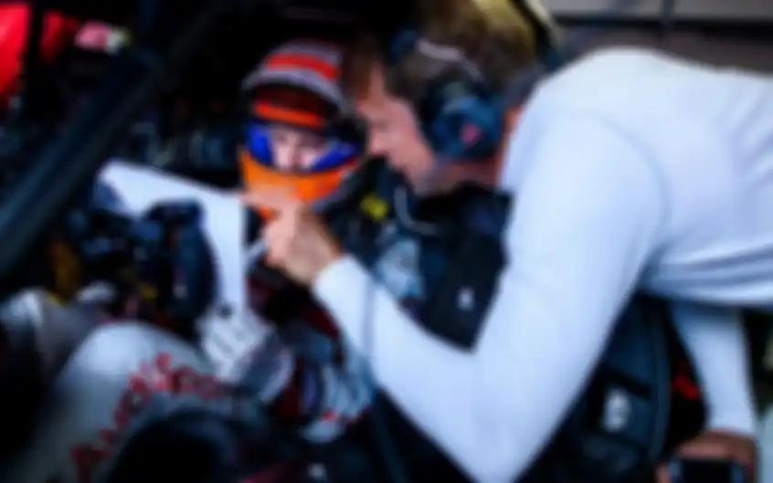 Andrea Dovizioso latihan di simulator DTM Audi di kantor pusat motorsport di Neuburg, Jerman