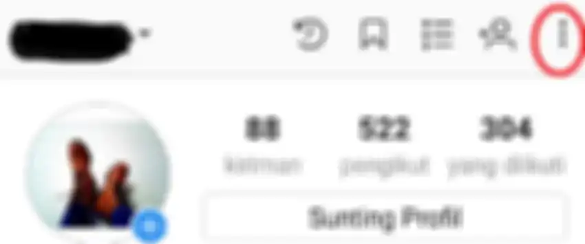 Klik titik tiga di kanan atas profil