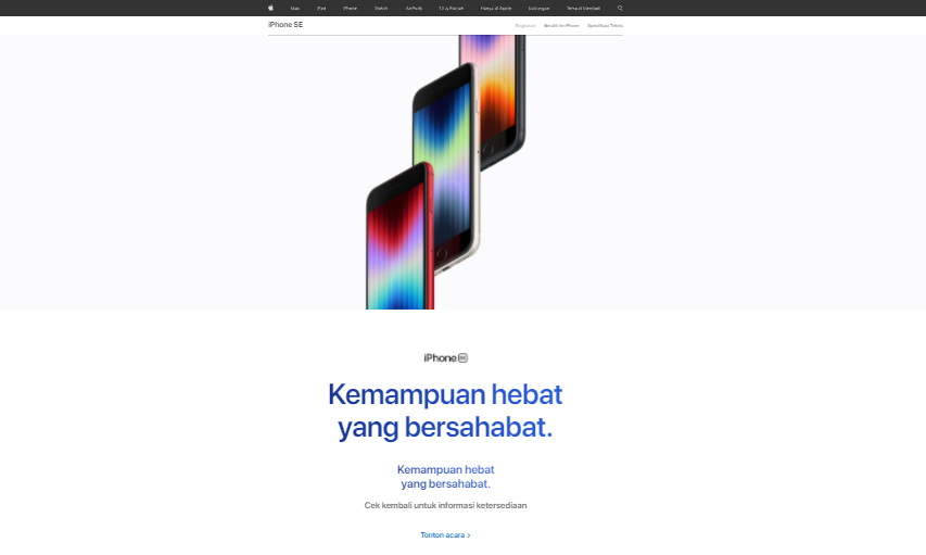 iPhone SE 2022 di situs resmi Apple Indonesia