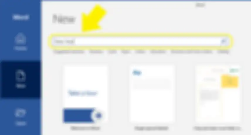 Kolom pencarian template tahun baru Microsoft Word