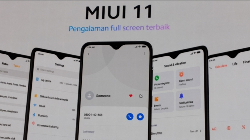 Tampilan MIUI 11 dengan tampilan full screen