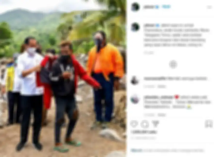 Presiden Jokowi memberikan jaketnya kepada korban bencana alam di NTT 