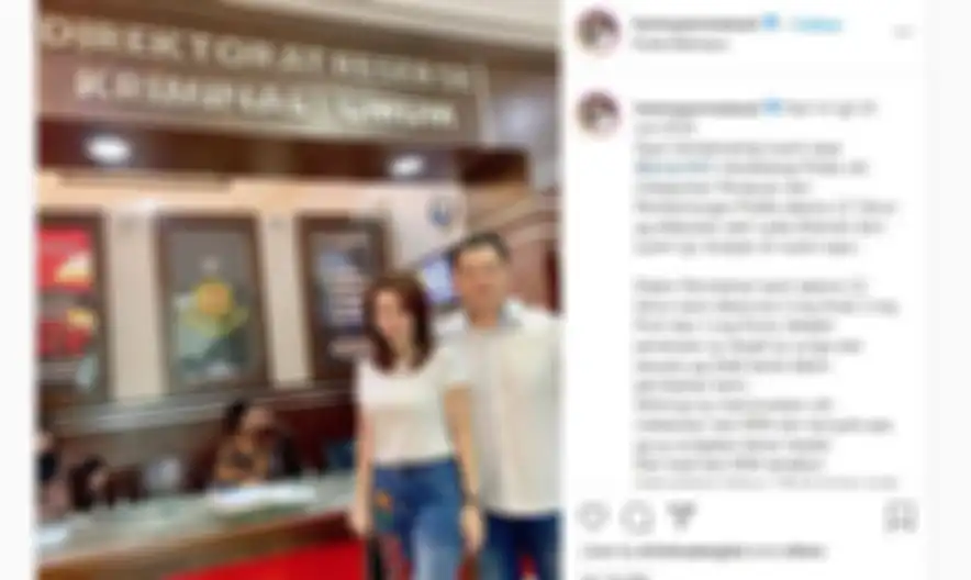 Femmy Permatasari mendampingi suaminya melaprkan mantan istri