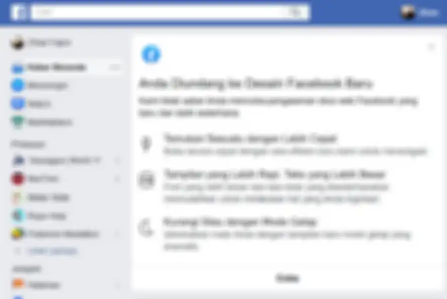 Undangan tampilan Facebook yang baru.