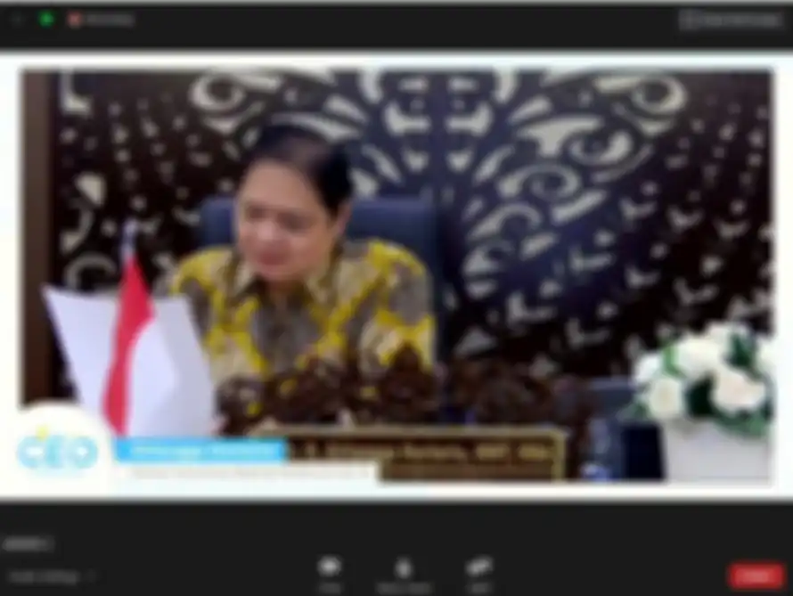 Menteri Koordinasi Bidang Perekonomian RI, Airlangga Hartarto, di diskusi daring tertutup 11th Kompas100 CEO Forum.