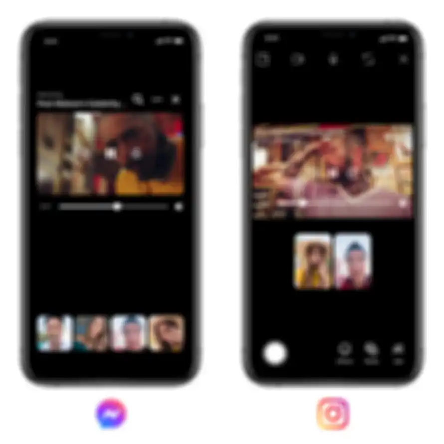 Tampilan Watch Together di Instagram dan Messenger