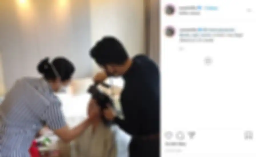 Suteng saat didandani MUA di hari pernikahan Aurel dan Atta