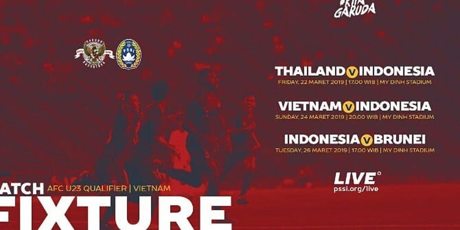 Jadwal Timnas dan Live Streaming Timnas Indonesia Vs Thailand di Kualifikasi Piala Asia U-23 2020