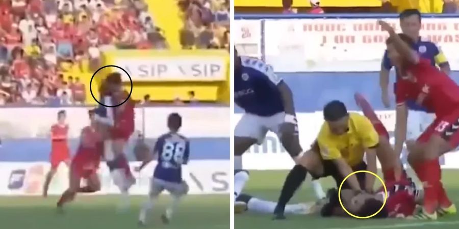 VIDEO - Aksi Heroik Wasit Vietnam Selamatkan Nyawa Pemain usai Bentrokan Horor