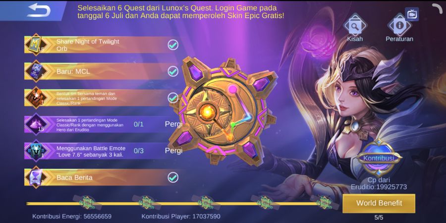 Hari Ini Ada Lunox's Quest di Mobile Legends dan Menangkan Skin Epic