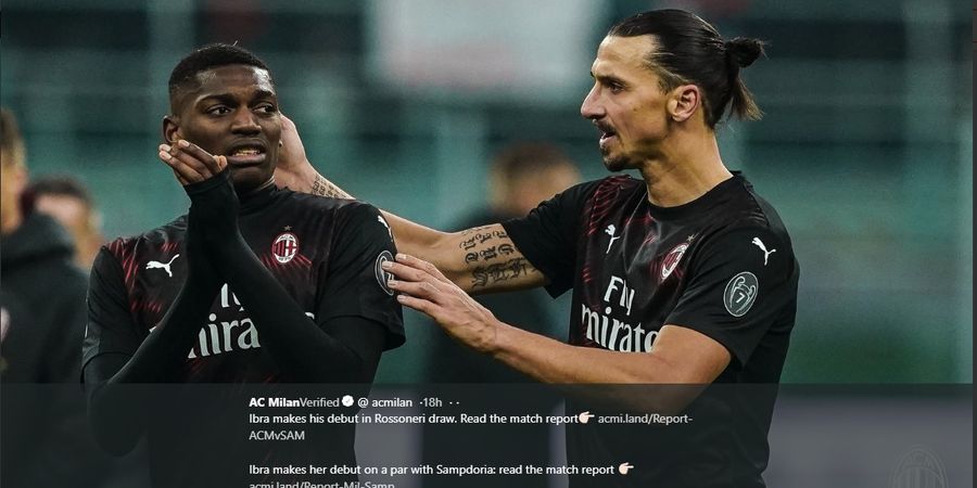 Duet Ibra-Leao Punya 2 Peluang, AC Milan Tanpa Gol Lawan Cagliari di Babak I