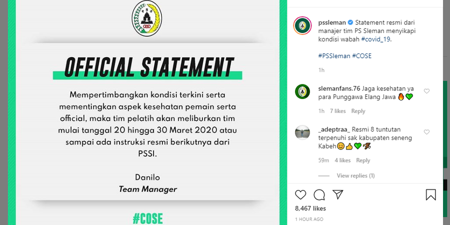 Liga 1 Tak Ada Kejelasan, PSS Sleman Siap Tambah Libur Pemain