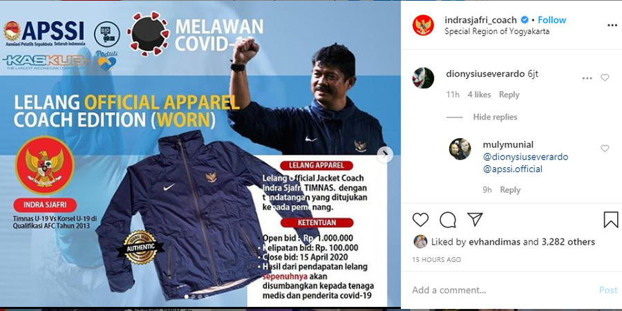 Coach Indra Sjafri  Lelang Jaket Timnas U-19 yang Dipakai Saat Lawan Korea Selatan