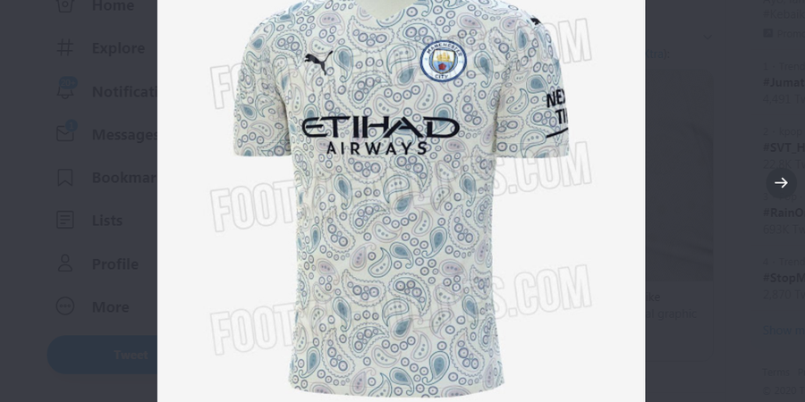 Uniknya Desain Jersi Ketiga Man City yang Bocor, Ada Motif Batiknya Loh!