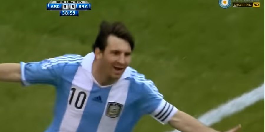 DUEL KLASIK - 9 Juni 2012, Lionel Messi Hat-trick ke Gawang Brasil, Argentina Menang 4-3