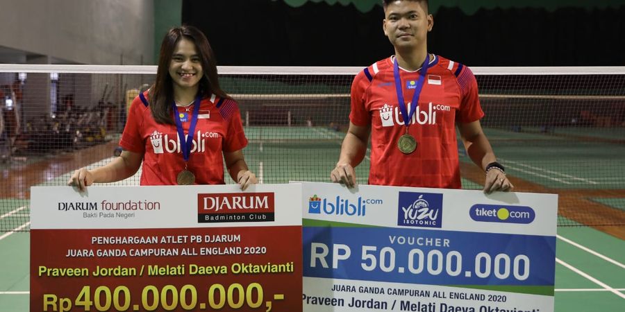 Praveen/Melati Terima Bonus Juara All England Open 2020 Total Rp 450 Juta