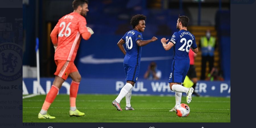 Hasil Liga Inggris - Willian Cetak Rekor, Chelsea Pecundangi Watford