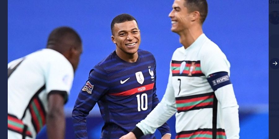 Prancis Cuma Imbang dengan Portugal, Kylian Mbappe Girang Bukan Main Ketemu Cristiano Ronaldo