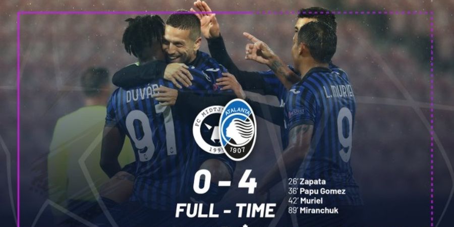 Hasil Lengkap Liga Champions - Atalanta Menggila, Setara Tim Juara